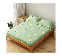 Deep Pocket Fitted Sheet for Queen Bed 25cm Depth Green Color 150x200cm Soft Cotton Mattress Protector Ideal for Kids' Bedroom Single Bed Sheet