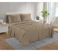 Deep Pocket Queen Sheets set, 100% Cotton Sheets Queen Size set, 800 Thread Count Soft & Durable 4 Piece Sheet & Pillowcase Sets, Sateen Weave Hotel Sheet Fits upto 17", No Pill Machine Wash- Taupe