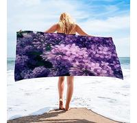 Deep Purple Lilac Beach Towel Plant Microfibre Beach Towels for Adults Dry Quick Sand Free Compact Super Absorbent Large Towel for Travel Gym Swimming Camping Holiday 70x140cm/28"X56"