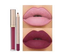 Deep Purple Lipstick & Lip Liner Set, Deep Grey Purple Liquid Lip Stain, Long-Lasting Waterproof Tinted Lip Balm, Smudge-Proof Lip stick Lipliner Set Gift for Women