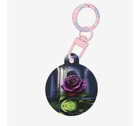 Deep Purple Roses Pet ID Tag Dog Cat Tags Personalized Fashionable, Round Many Colors, Acrylic Material, for Small & Large Pets Light Pink Small