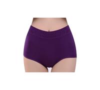 (Deep Purple, S) Women Solid Color High Waist Trace less Flower Briefs