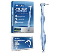Deep Reach Dental Flosser, Long Handles & Shred-Resistant Refill Heads