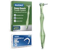 Deep Reach Dental Flosser, Long Handles & Shred-Resistant Refill Heads