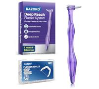 Deep Reach Dental Flosser, Long Handles & Shred-Resistant Refill Heads