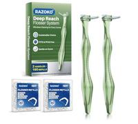 Deep Reach Dental Flosser, Long Handles & Shred-Resistant Refill Heads