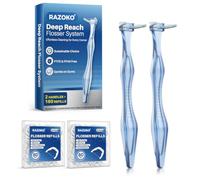 Deep Reach Dental Flosser, Long Handles & Shred-Resistant Refill Heads
