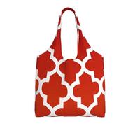Deep Red And White Quatrefoil,Reusable Tote Bags Grocery Bags Large Capacity Canvas Shopping Shoulder bag