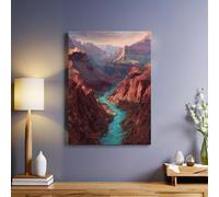 Deep Red Canvas Wall Art 40 x 30 cm Framed Poster Print Modern Mountains and rivers Picture Ready to Hang for Living Room Bedroom Home Decor