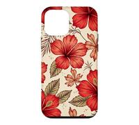 Deep Red Floral Bold Pattern Flowers Pattern Case for iPhone 12 mini