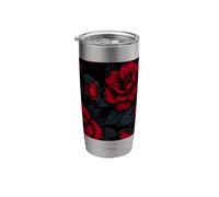 Deep Red Floral Dark Botanical Elegant Bloom Graphic Stainless Steel Insulated Tumbler
