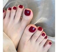 Deep Red Glossy Toenail Polish for Women - Long-Lasting Solid Color Varnish with Smooth High-Shine Finish, Ideal for Weddings, Parties, and Daily Wear, Easy to Apply and Durable