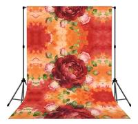 Deep Red Rose with Pink Buds Print Photography Backdrop - 152 Ã- 213 cm Portable Backdrop Curtains for Photo Shoot Backdrop for Home Party Use