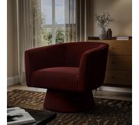 Deep Red Velvet Swivel Armchair - Cairo