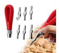 Deep Round Carving Chisel Set 7Pcs Wood Engraving Tools with Interchangeable Heads for Spoon Bowl Sculpting - 45# Steel Hand Chisels