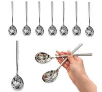 Deep Round Soup Spoons, Premium Korean Soup Spoons with Long Handles, Set of 10,Fine Spoon Set with Round Edge, Dishwasher Safe