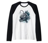 Deep Sea Anglerfish Bioluminescent Fish Ocean Creature Art Raglan Baseball Tee