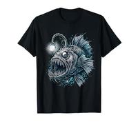 Deep Sea Anglerfish Bioluminescent Fish Ocean Creature Art T-Shirt