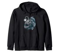 Deep Sea Anglerfish Bioluminescent Fish Ocean Creature Art Zip Hoodie