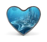 Deep Sea Blue Domain Heart Brooch Pin Delicate Blue Rose for Backpacks Or Lapels Valentine Pin Anniversary