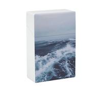 Deep Sea Blue Style Cigarette Case, Plastic Waterproof Shockproof, Airtight Push Open Cigarette Box, Capacity King Size Cigarette Holder, Portable Cigarette Container for Outdoor Travel Camping Office