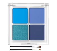 Deep Sea Blue Tone Four-Colour Eyeshadow Palette with Matte Shimmer Finish - Long Lasting Waterproof Compact Travel Size Eye Makeup Highly Pigmented Blendable for Captivating Cool Toned