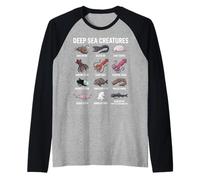 Deep Sea Creatures - Abyssal Ocean Species Chart Science Raglan Baseball Tee