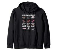 Deep Sea Creatures - Abyssal Ocean Species Chart Science Zip Hoodie