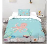 Deep Sea Creatures Cover Set 3D Printed Whales Boys Girls 2 -piece Set UltraSoft Microfiber Includes 1 Pillowcases Invisible Zipper Single（135x200cm）