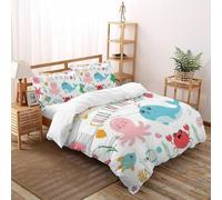 Deep Sea Creatures Duvet Cover Sets 3D Printed Whales Teens Three-piece Set UltraSoft Microfiber Includes 2 Pillowcases ZipperClosure Super King（260x220cm）