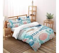 Deep Sea Creatures Quilt Cover 3D Printed Whales Boys Girls Three-piece Set UltraSoft Microfiber Includes 2 Pillowcases ZipperClosure Double（200x200cm）