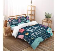 Deep Sea Creatures Quilt Cover for Bedding 3D Printed Whales Adults Three-piece Set Microfiber Includes 2 Pillowcases ZipperClosure King（220x240cm）