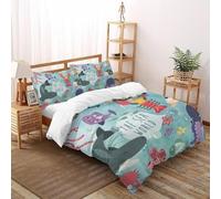 Deep Sea Creatures Quilt Cover for Bedding 3D Printed Whales Teens 3Pcs UltraSoft Microfiber Includes 2 Pillowcases Invisible Zipper Double（200x200cm）