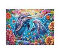 Deep Sea Dolphin 500-piece Jigsaw Puzzle Bundle Cute Animals Accompany Family Puzzle Lovers Brain Training Mindful Activity Spring Creativity & Gift Giving 500 PCS