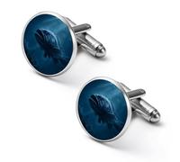 Deep Sea Fish in Ocean Round Cufflinks for Men Classic Cuff Links Jewellery for Wedding Business Party