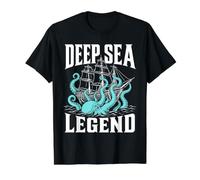 Deep Sea Legend Kraken Pirate sea Monster Ocean Funny Value Graphic T-Shirt, Men, Black, S