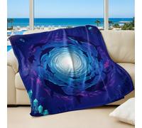 Deep Sea Light Core Fluorescent Printed Flannel Blanket, Dreamy Dynamic Ocean Creatures Design, Perfect for Kids and Home Sofa Bed Decor (03,150x200cm)