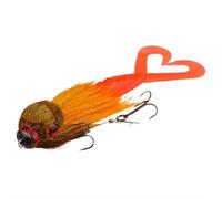 Deep-Sea Mouse Simulation Lure - Deer Hair Fishing Bait, 3D Lifelike Eyes Double Tail & Twin Steel Hooks, 21cm/40g Dur-able Sea/Freshwater Lure for Bass Trout Predators (Orange)