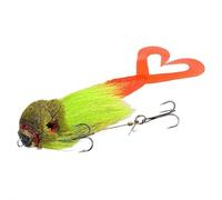 Deep-Sea Mouse Simulation Lure - Deer Hair Fishing Bait, 3D Lifelike Eyes Double Tail & Twin Steel Hooks, 21cm/40g Dur-able Sea/Freshwater Lure for Bass Trout Predators (Green)