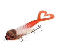Deep-Sea Mouse Simulation Lure - Deer Hair Fishing Bait, 3D Lifelike Eyes Double Tail & Twin Steel Hooks, 21cm/40g Dur-able Sea/Freshwater Lure for Bass Trout Predators (White)