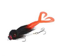 Deep-Sea Mouse Simulation Lure - Deer Hair Fishing Bait, 3D Lifelike Eyes Double Tail & Twin Steel Hooks, 21cm/40g Dur-able Sea/Freshwater Lure for Bass Trout Predators (Black)