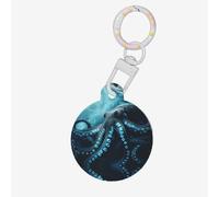 Deep sea Octopus Pet ID Tag Dog Cat Tags Personalized Fashionable, Round Many Colors, Acrylic Material, for Small & Large Pets White Medium