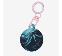Deep sea Octopus Pet ID Tag Dog Cat Tags Personalized Fashionable, Round Many Colors, Acrylic Material, for Small & Large Pets Light Pink Medium