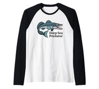 Deep Sea Predator Barracuda Fish Fishing Ocean Angler Raglan Baseball Tee