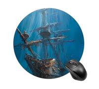 Deep Sea Shipwreck Ancient Pirates Ship Round Mouse Pad Non-Slip Rubber Base Mousepad Gaming Office Small Pads