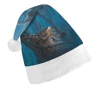 Deep Sea Shipwreck Ancient Pirates Ship Unisex Santa Hat Christmas Hats Xmas Costume Festive Headwear Party Outfits Decorations