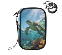 Deep-sea Turtle Pattern RFID Blocking Family Passport Holder, Waterproof Travel Document Organizer Wallet for Women Men, Credit Card Case Travel Essentials