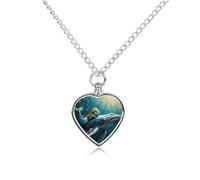 Deep-sea Whales And Sea Turtles Pet Urn Necklace for Dog Cat Ashes Heart Pets Cremation Keepsake Waterproof Pendant Memorial Jewelry Pendants Gifts for Women Men