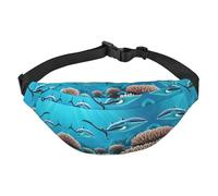 Deep Sea Whales Large Fashion Crossbody Waist Bag, Travel Casual Boys Waist Bag, Suitable for Sports, Running, Cycling, Traveling, Fishing