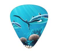 Deep Sea Whales printed guitar picks, 12-piece set with thin, medium, and thick styles, comes with a storage case